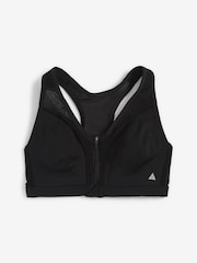 Black B-GG Active Sports High Impact Dry Tech Zip Front Bra - Image 9 of 9