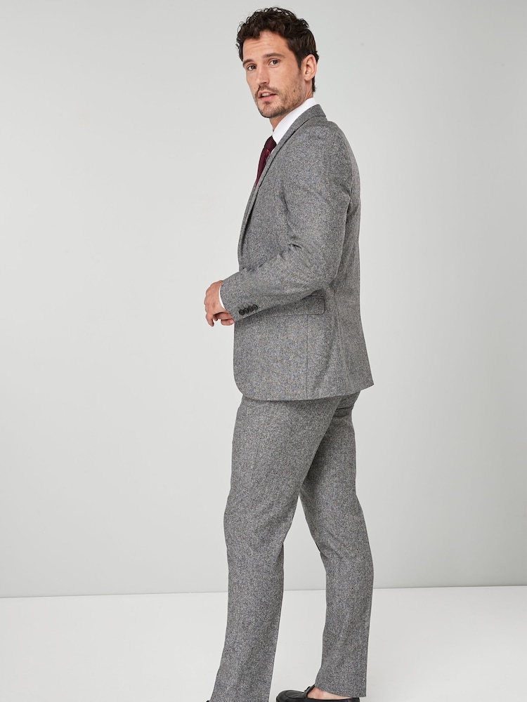 Grijs - Standaard - Slim Fit Wool Donegal Suit Jacket - Image 4 of 9