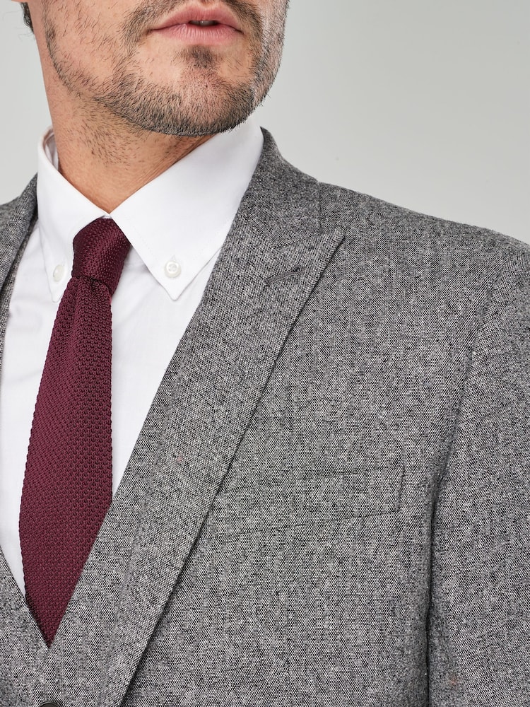 Grijs - Standaard - Slim Fit Wool Donegal Suit Jacket - Image 5 of 9