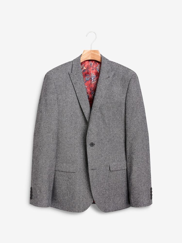 Grijs - Standaard - Slim Fit Wool Donegal Suit Jacket - Image 6 of 9