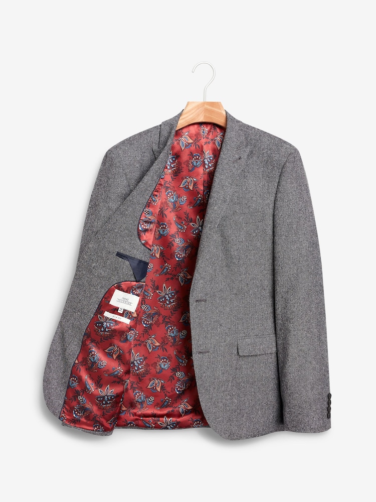 Grijs - Standaard - Slim Fit Wool Donegal Suit Jacket - Image 7 of 9