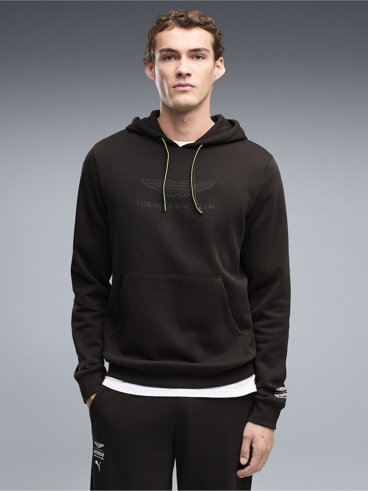 Puma Black X Aston Martin Aramco F1 Team Essentials Hoodie - Image 1 of 5 Puma Black X Aston Martin Aramco F1 Team Essentials Hoodie - Image 1 of 5