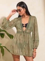 Love & Roses Kimono mit Metallic-Besatz - Bild 1 von 4