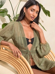 Love & Roses Kimono mit Metallic-Besatz - Bild 2 von 4
