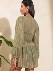 Love & Roses Kimono mit Metallic-Besatz - Bild 3 von 4