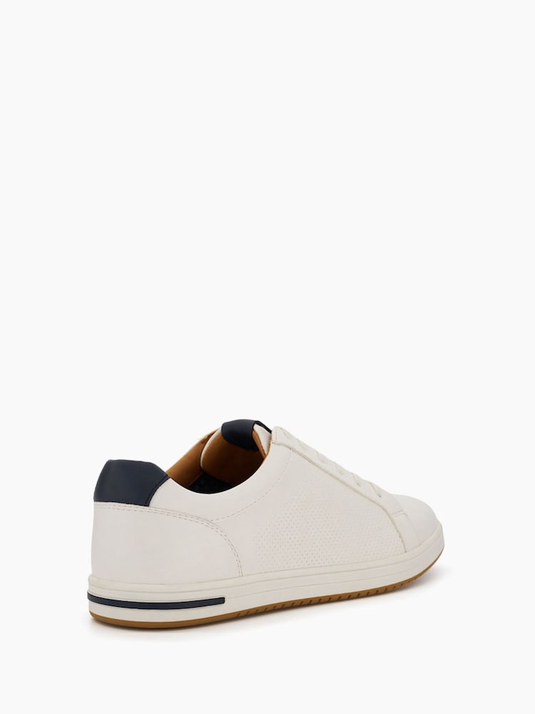 Dune London White Standard Fit Tezzy Perf Trainers - Image 3 of 5