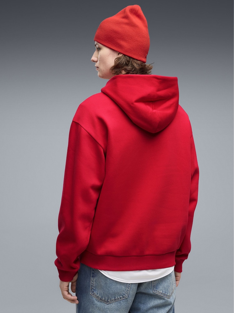 Puma Red Ferrari Coloured Shield Fleece Hoodie - Image 2 of 5 Puma Red Ferrari Coloured Shield Fleece Hoodie - Image 2 of 5