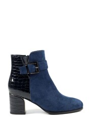 Lunar Navy Blue Europa Heeled Ankle Boots - Image 1 of 9