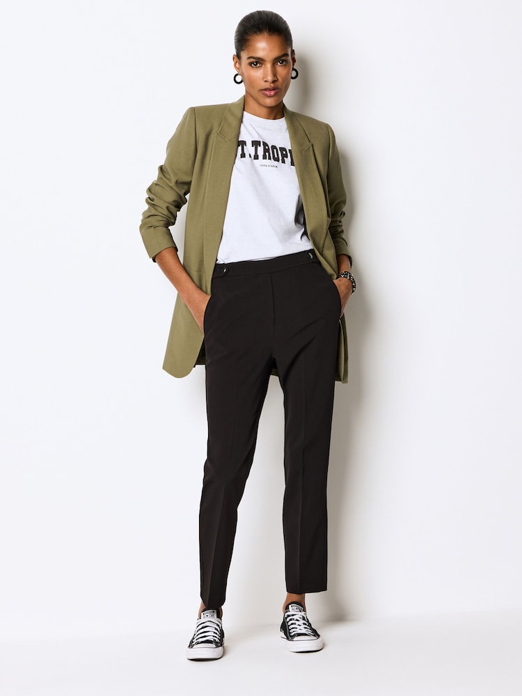 Black Tailored Elastic Back Straight Leg Trousers - Image 1 of 6