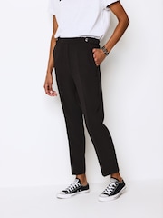 Black Tailored Elastic Back Straight Leg Trousers - Image 2 of 6