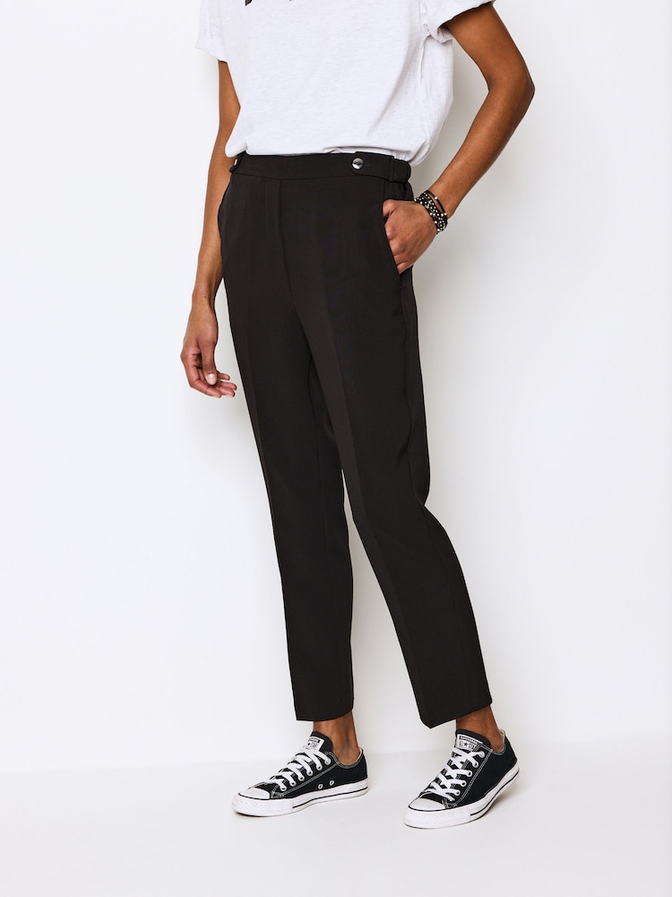 Black Tailored Elastic Back Straight Leg Trousers - Image 2 of 6