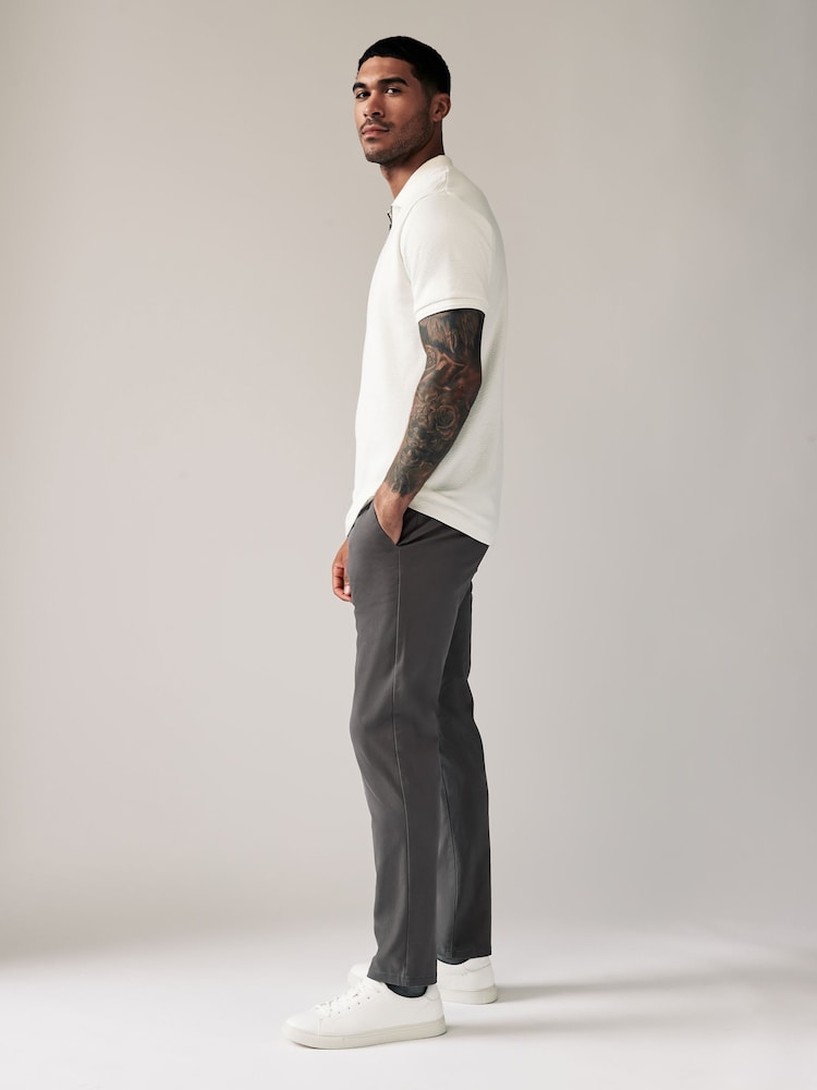 Grey Dark Slim Fit Stretch Chinos Trousers - Image 1 of 2