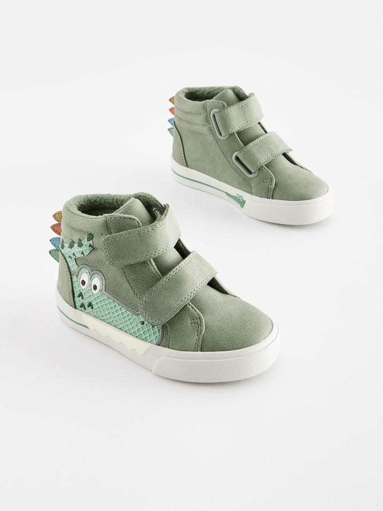Zelena krokodil - Toplo obloženi High Top zapenjanje z ježkom Trenerji - Slika 1 iz 5