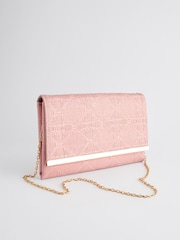 Light Pink Clutch Bag With Detachable Cross-Body Chain - Image 2 of 7