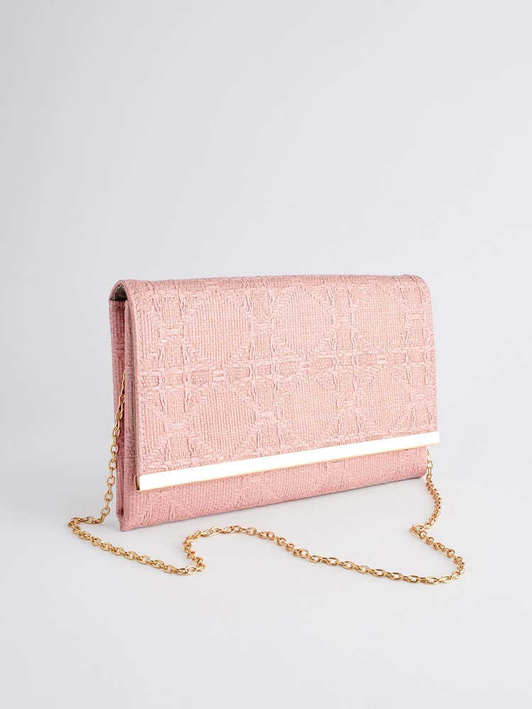 Light Pink Clutch Bag With Detachable Cross-Body Chain - Image 2 of 7