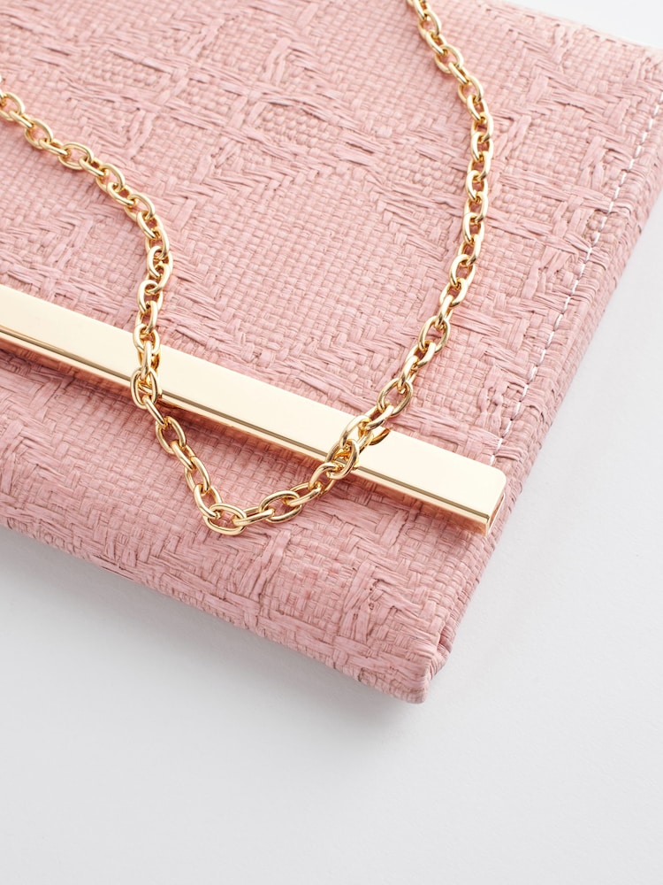 Light Pink Clutch Bag With Detachable Cross-Body Chain - Image 4 of 7