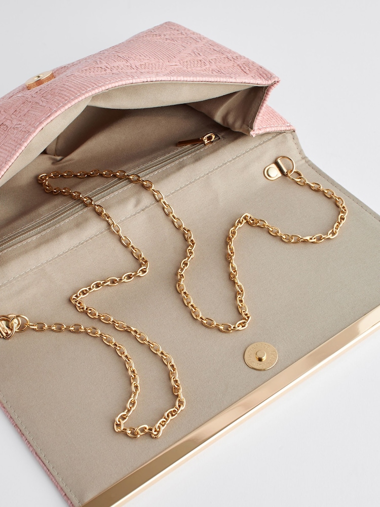 Light Pink Clutch Bag With Detachable Cross-Body Chain - Image 6 of 7