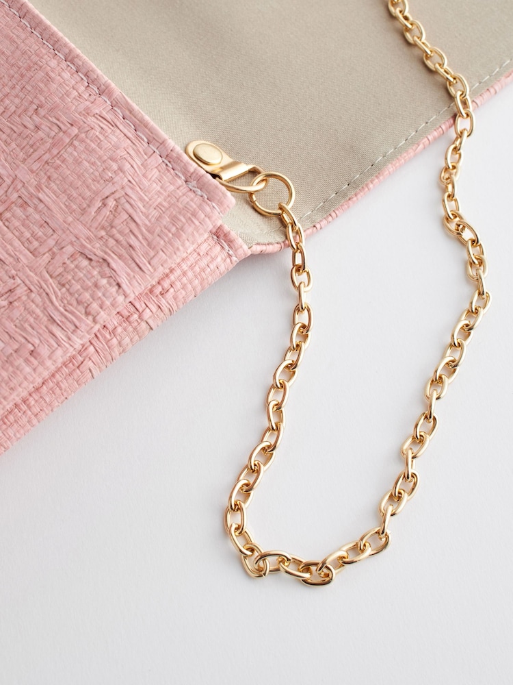 Light Pink Clutch Bag With Detachable Cross-Body Chain - Image 7 of 7