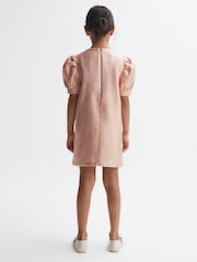Reiss Pink Lexi 4-9 yrs Metallic Puff Sleeve Dress - Image 5 of 6