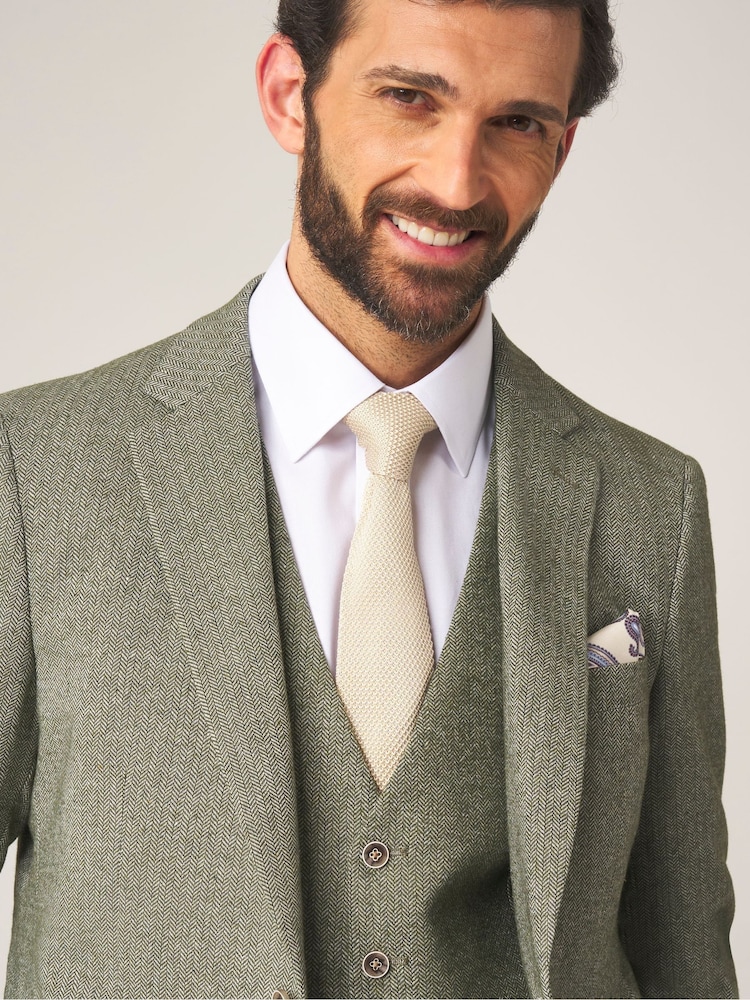 Skopes Green Jude Tweed Tailored Fit Suit Jacket - Image 1 of 5