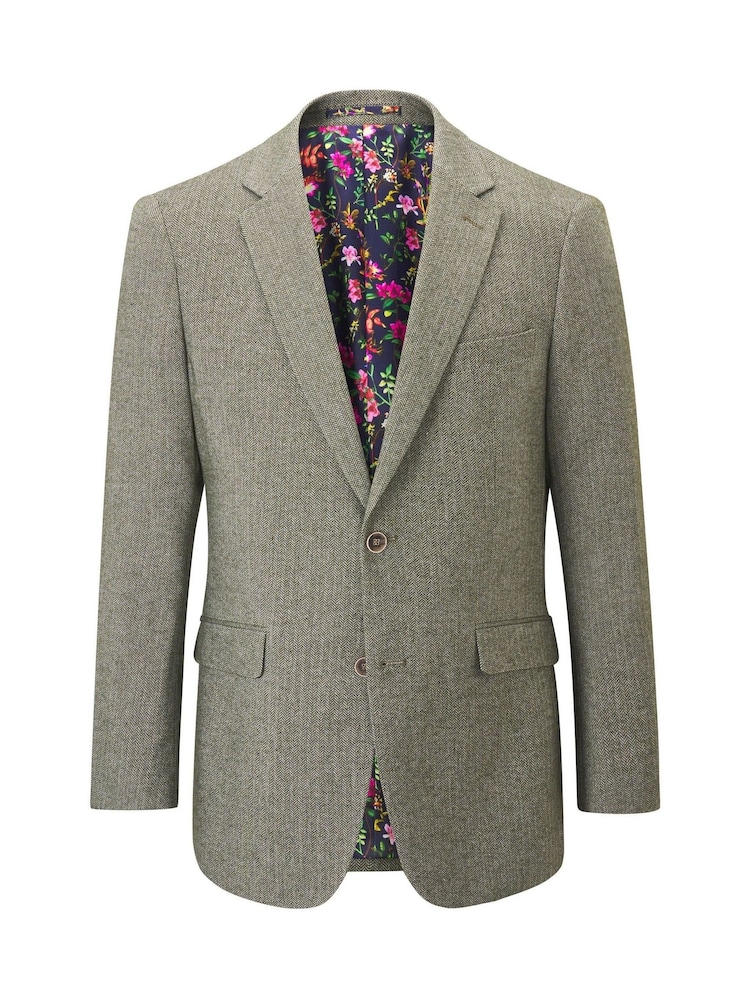 Skopes Green Jude Tweed Tailored Fit Suit Jacket - Image 6 of 6