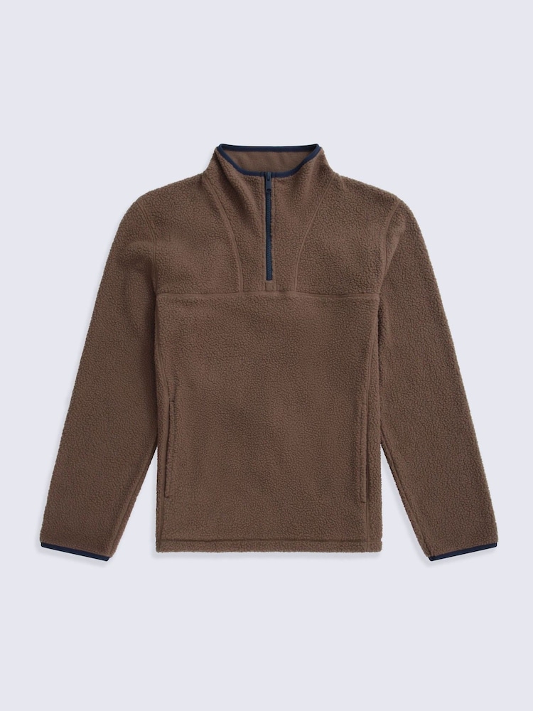 Animal Brown Alfie Borg Contrast Trim Half Zip Fleece - Image 1 of 4