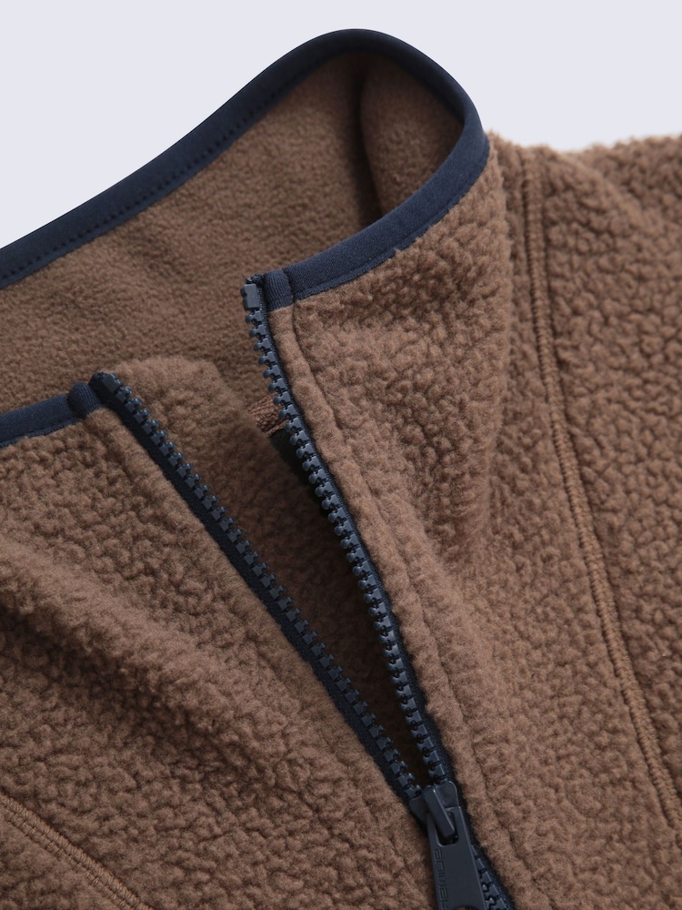 Animal Brown Alfie Borg Contrast Trim Half Zip Fleece - Image 4 of 4