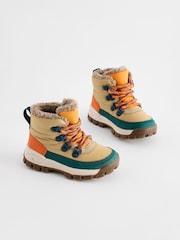 Neutral Quilted Lace-Up Hiker Boots - Image 1 of 6
