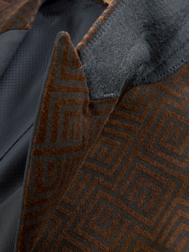 Brown Slim Printed Velvet Jacket - Image 11 of 12