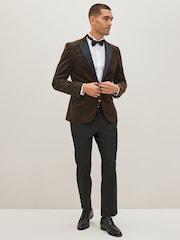 Brown Slim Printed Velvet Jacket - Image 2 of 12