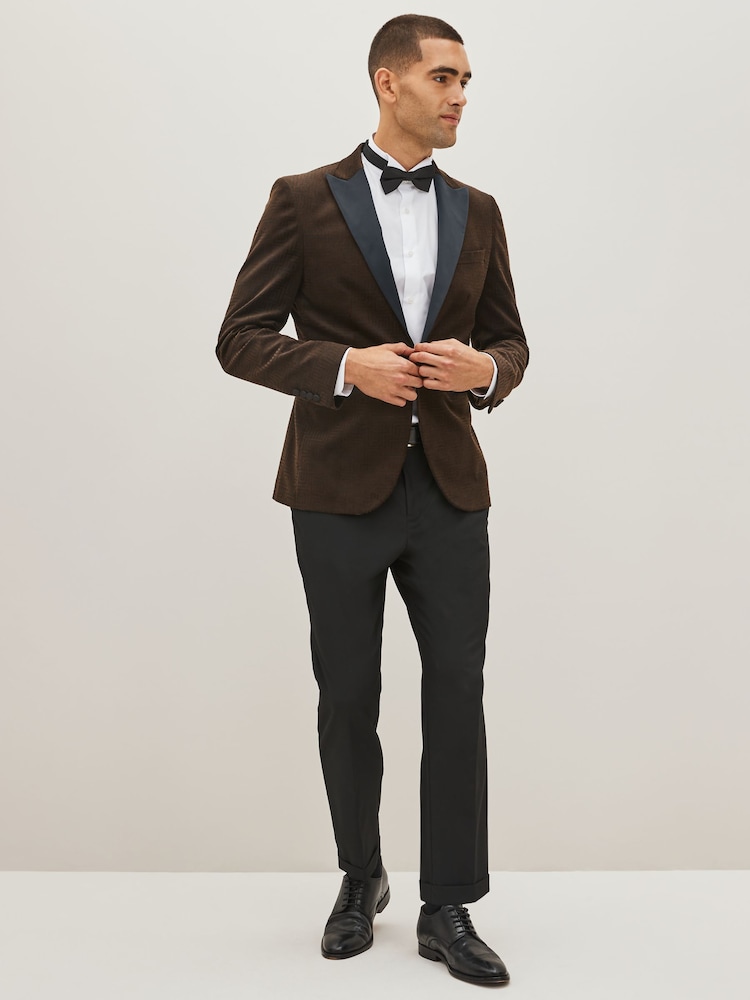 Brown Slim Printed Velvet Jacket - Image 2 of 12