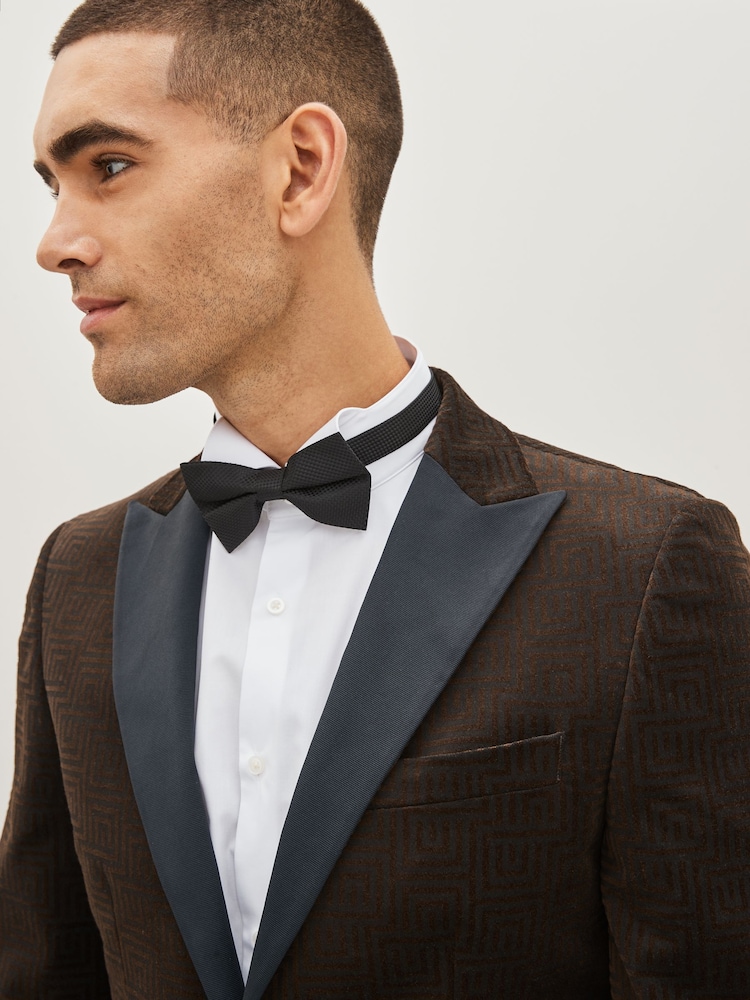 Brown Slim Printed Velvet Jacket - Image 4 of 12