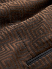 Brown Slim Printed Velvet Jacket - Image 9 of 12