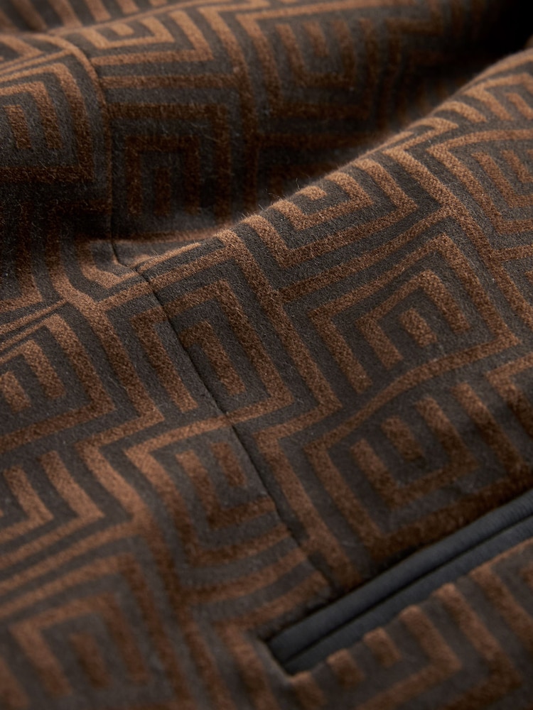 Brown Slim Printed Velvet Jacket - Image 9 of 12