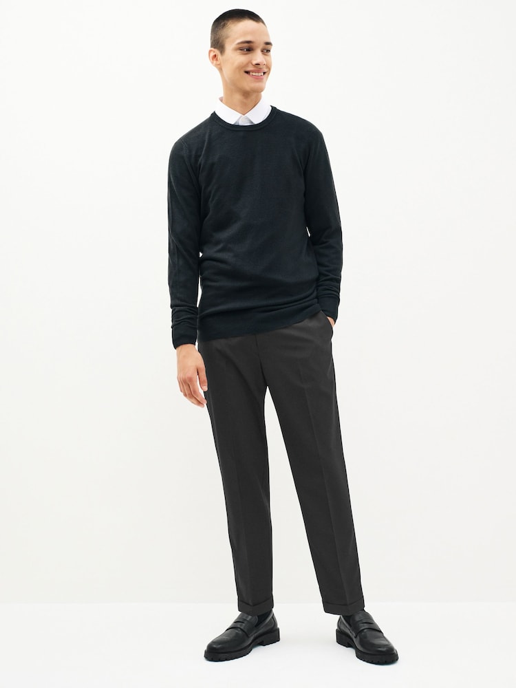 Black Crew Neck Regular Soft Touch Knit Jumper - Image 2 of 4