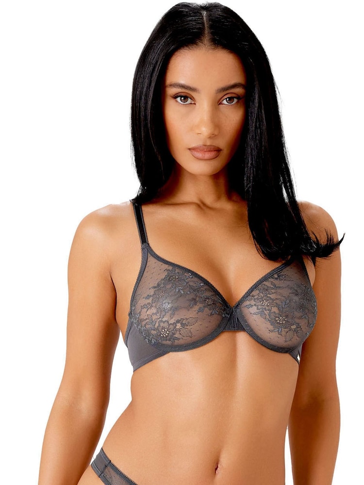Gossard Charcoal Grey Glossies Lace Bra - Image 2 of 10
