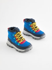 Blue Quilted Lace-Up Hiker Boots - Image 1 of 6