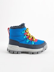 Blue Quilted Lace-Up Hiker Boots - Image 2 of 6
