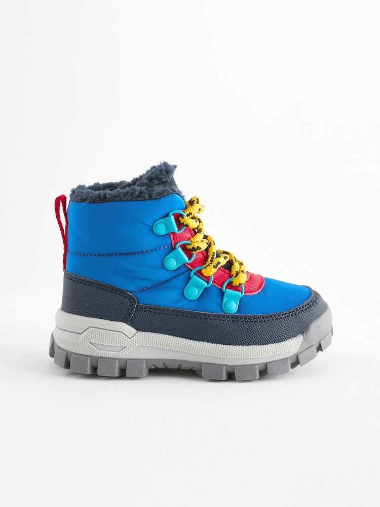 Blue Quilted Lace-Up Hiker Boots - Image 2 of 6