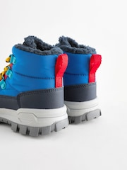 Blue Quilted Lace-Up Hiker Boots - Image 3 of 6