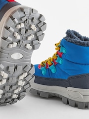 Blue Quilted Lace-Up Hiker Boots - Image 4 of 6