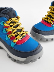 Blue Quilted Lace-Up Hiker Boots - Image 5 of 6