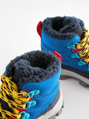 Blue Quilted Lace-Up Hiker Boots - Image 6 of 6