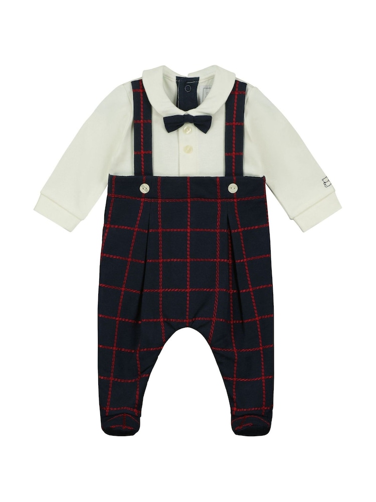Emile Et Rose Marineblaue 2-in1 Latzhose, rote Karostickerei & Fliege All-In-One - Bild 2 von 3 Emile Et Rose Marineblaue 2-in1 Latzhose, rote Karostickerei & Fliege All-In-One - Bild 2 von 3