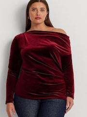 Lauren Ralph Lauren Curve Red Velvet Merne Jumper - Image 1 of 8