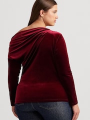 Lauren Ralph Lauren Curve Red Velvet Merne Jumper - Image 2 of 8