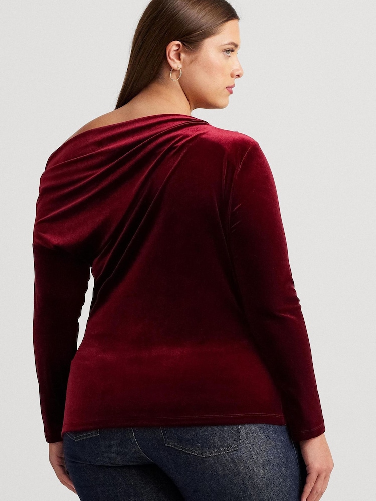 Lauren Ralph Lauren Curve Red Velvet Merne Jumper - Image 2 of 8