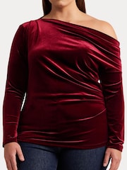 Lauren Ralph Lauren Curve Red Velvet Merne Jumper - Image 3 of 8