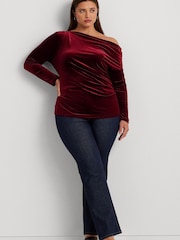 Lauren Ralph Lauren Curve Red Velvet Merne Jumper - Image 5 of 8