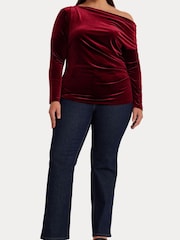 Lauren Ralph Lauren Curve Red Velvet Merne Jumper - Image 6 of 8